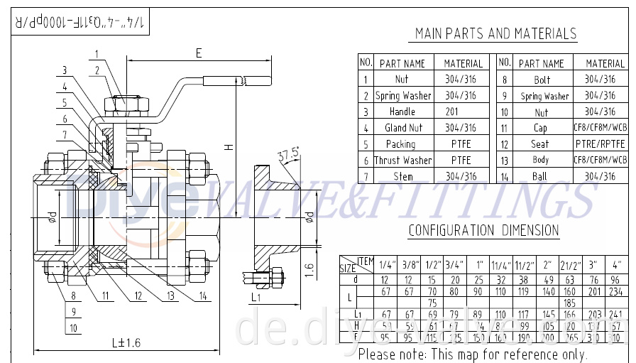 3PC BALL VALVE 304